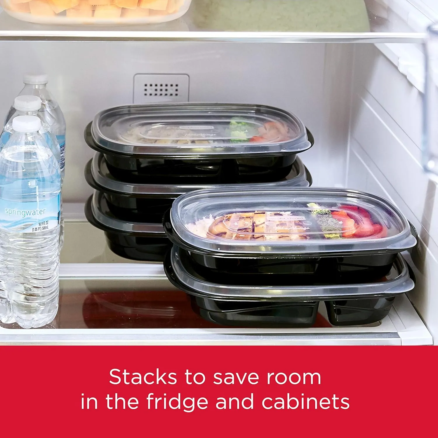 Rubbermaid TakeAlongs Food Storage Containers, Set of 22 (44 Pieces Total) | for Meal Prep, Lunch for Adults & Kids | Reusable & Stackable, 4-Cup, 22-Pack, Black