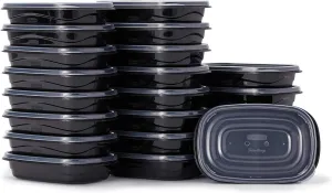 Rubbermaid TakeAlongs Food Storage Containers, Set of 22 (44 Pieces Total) | for Meal Prep, Lunch for Adults & Kids | Reusable & Stackable, 4-Cup, 22-Pack, Black