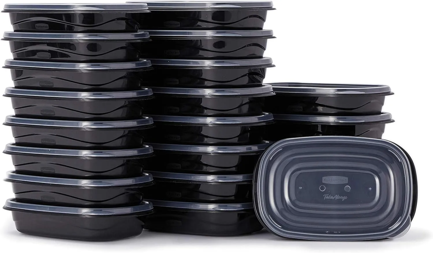 Rubbermaid TakeAlongs Food Storage Containers, Set of 22 (44 Pieces Total) | for Meal Prep, Lunch for Adults & Kids | Reusable & Stackable, 4-Cup, 22-Pack, Black