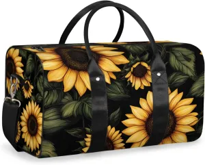 Rustic Sunflower Travel Duffle Bag for Women Men Gym Duffel Foldable Bag Waterproof Weekender Farmhouse Flower Duffle Tote
