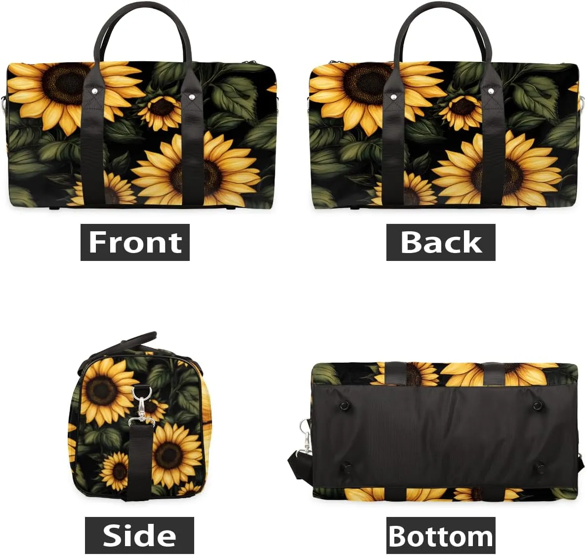 Rustic Sunflower Travel Duffle Bag for Women Men Gym Duffel Foldable Bag Waterproof Weekender Farmhouse Flower Duffle Tote