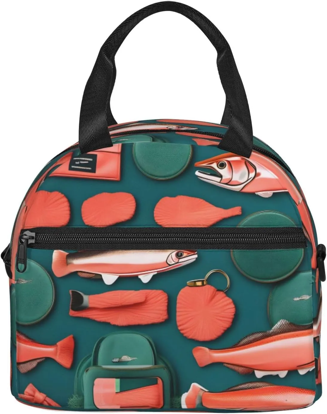 Salmon Pattern Lunch Bag Lunch Box Reusable Insulated For Adults For Work Travel Women Men