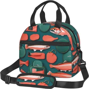 Salmon Pattern Lunch Bag Lunch Box Reusable Insulated For Adults For Work Travel Women Men