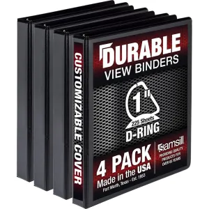 Samsill Durable 1" View D Ring Black