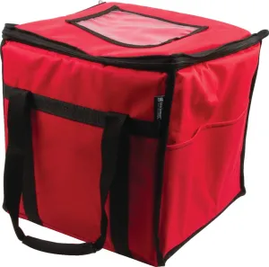 San Jamar Insulated Food Delivery Bag with Order Identification Pocket for Catering and Restaurants, Nylon, 12 x 12 Inches, Red