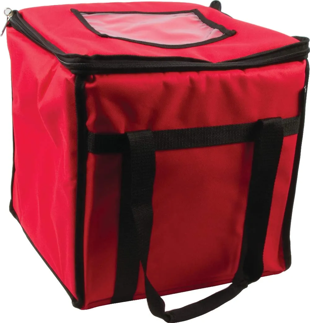 San Jamar Insulated Food Delivery Bag with Order Identification Pocket for Catering and Restaurants, Nylon, 12 x 12 Inches, Red