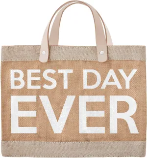 Santa Barbara Design Studio Wedding Collection Waterproof Jute Tote Bag, Mini, Best Day Ever