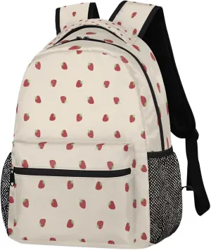 School Backpack for Girls Kids Teen Strawberry Bookbag Elementary High School Corduroy Laptop Bags Women Travel Casual Daypacks