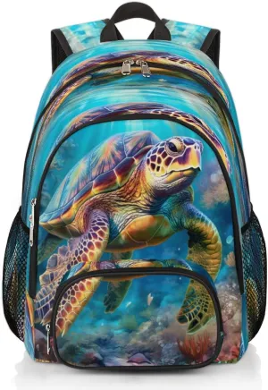 Seabed Turtle Backpacks for Women Men Travel Laptop Backpack Waterproof Bookbag Backpack with Laptop Compartment & Multiple Pockets Traveling Back Pack Casual Daypack