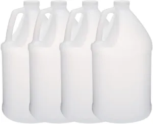 SEDLAV 1 Gallon Bottle Plastic Jug, Plastic Gallon Bottle Reusable Container HDPE BPA Free Leak Resistant Secure Cap Food Safe Heavy Duty Pack of 4