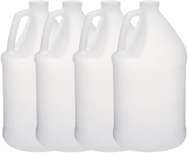SEDLAV 1 Gallon Bottle Plastic Jug, Plastic Gallon Bottle Reusable Container HDPE BPA Free Leak Resistant Secure Cap Food Safe Heavy Duty Pack of 4