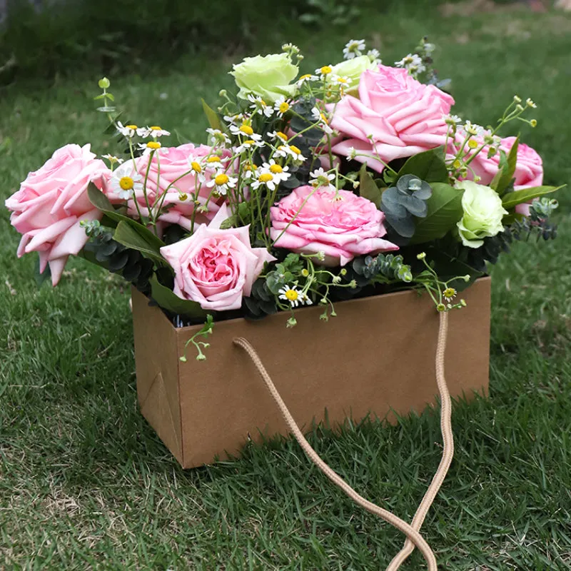 Set of 10 Kraft Paper Flower Arrangement Boxes