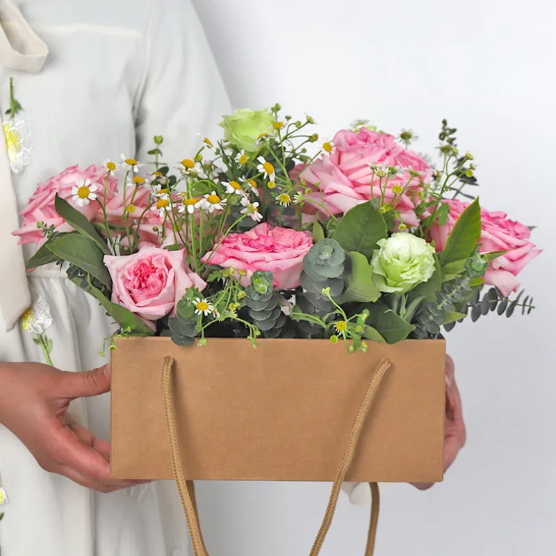 Set of 10 Kraft Paper Flower Arrangement Boxes