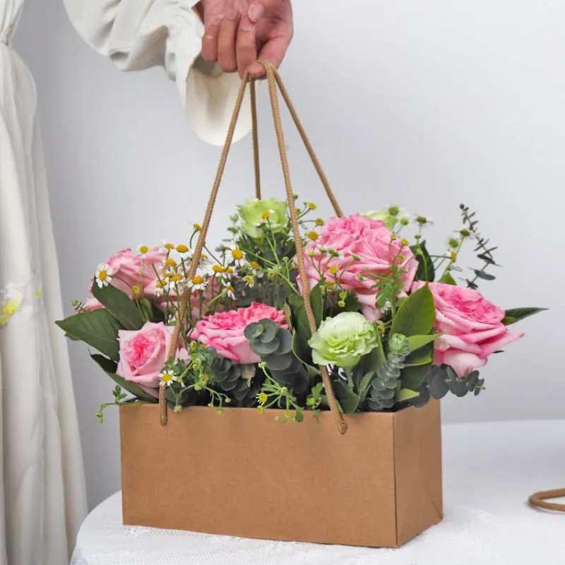 Set of 10 Kraft Paper Flower Arrangement Boxes