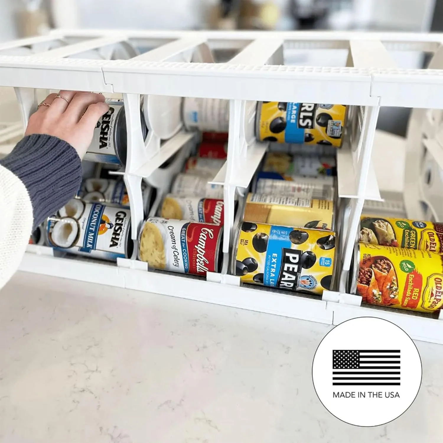 Shelf Reliance Cansolidator Pantry Plus - 2-Pack Can Organizer for Pantry, Stackable Soda Can Storage for Kitchen, Holds 60 Cans of Food or Soda