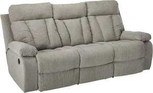 Signature Design by Ashley Mitchiner Contemporary Manual Reclining Sofa with Center Drop Down & Cup Holders, Gray