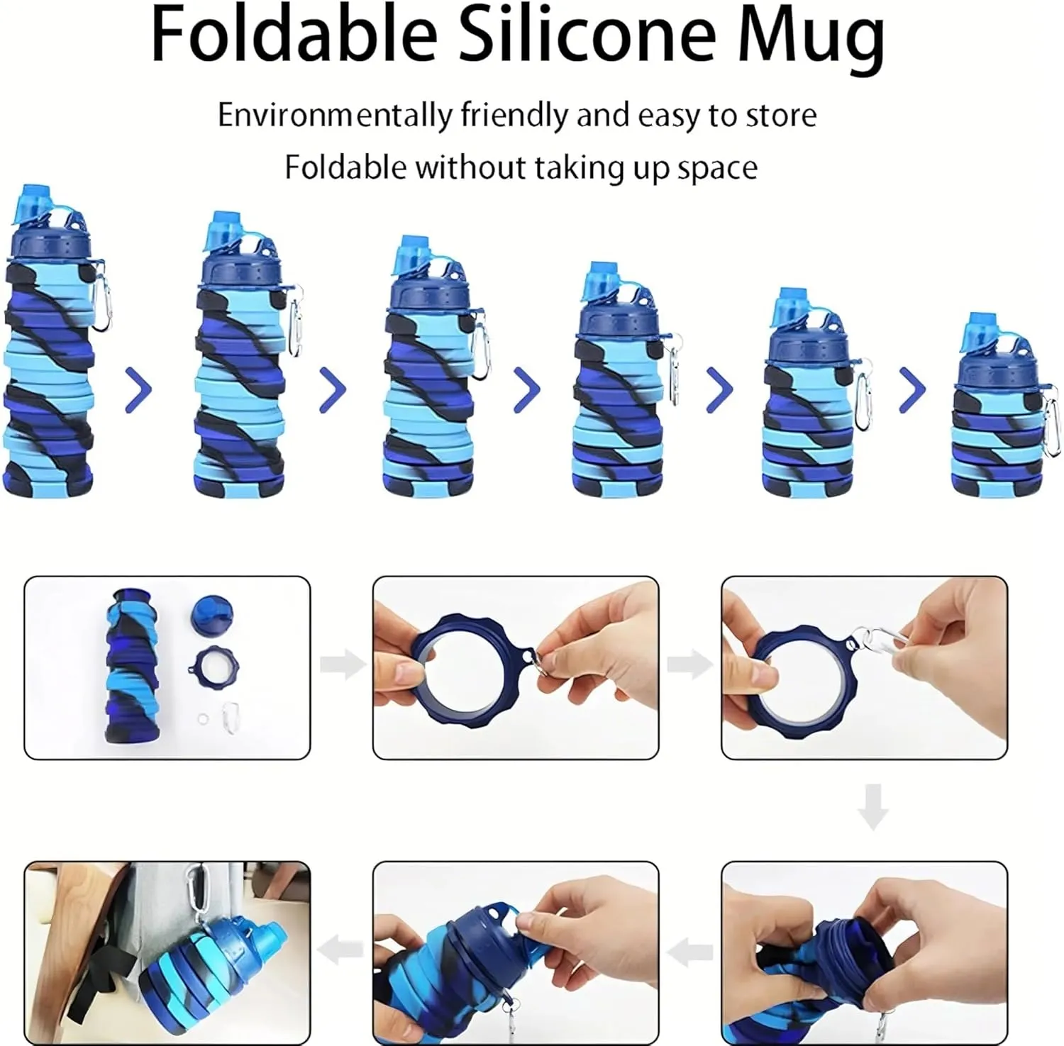 Silicone Collapsible Sports Cup Men and Women Telescopic Cup Creative Outdoor Travel Bottle Portable Cold Water Bottle(Red)