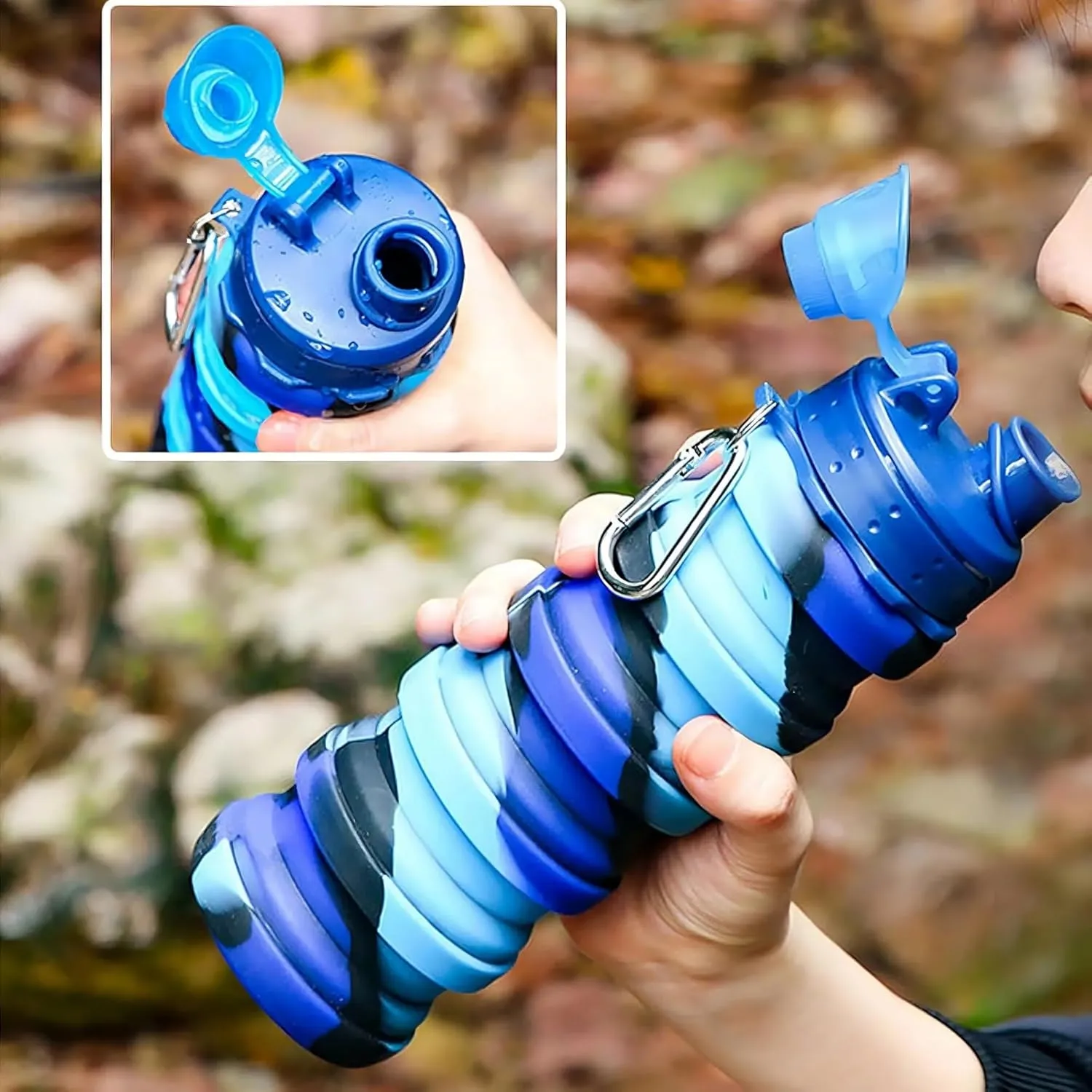 Silicone Collapsible Sports Cup Men and Women Telescopic Cup Creative Outdoor Travel Bottle Portable Cold Water Bottle(Red)