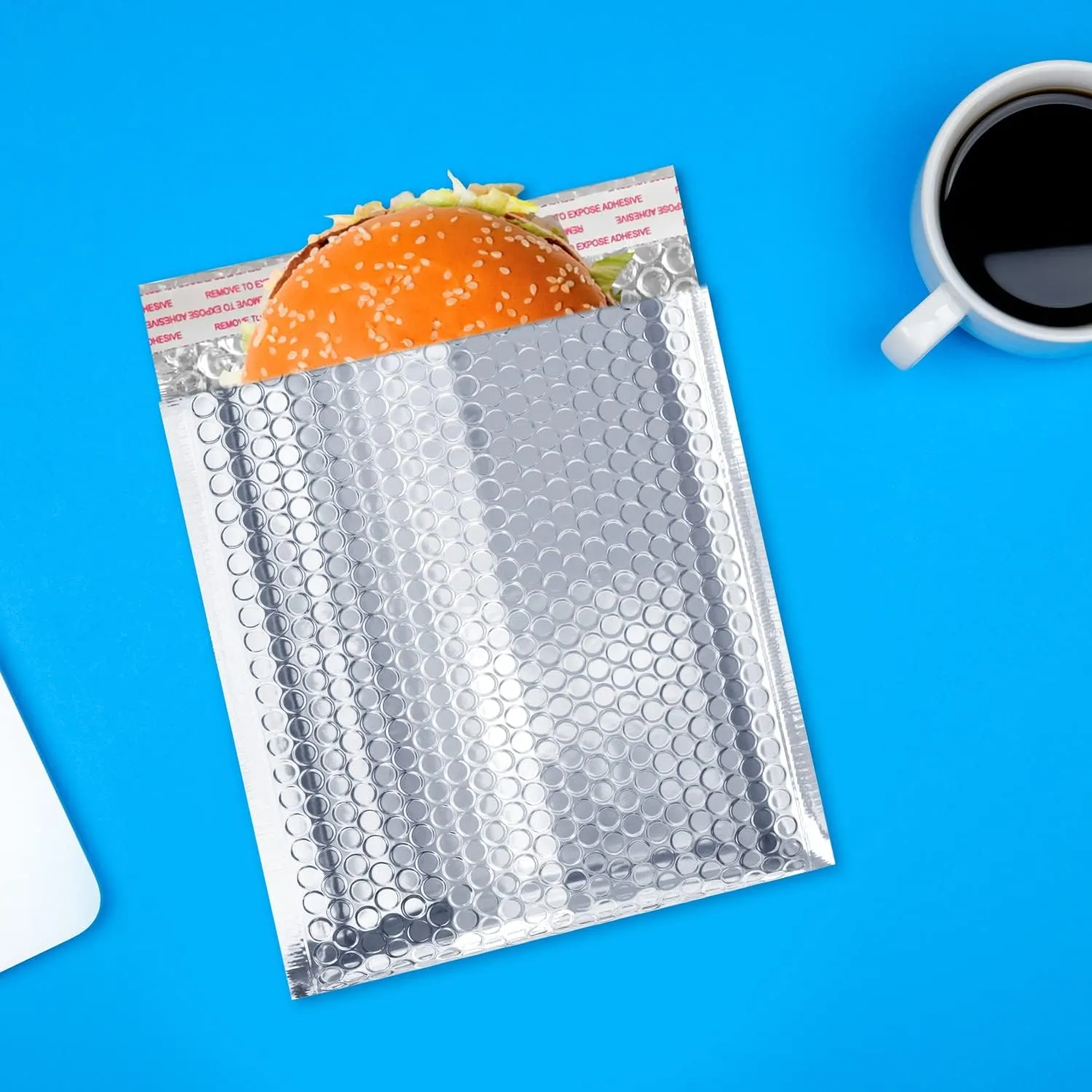 Silver Thermal Bubble Mailer, 6 x 6 Inches. 25 Pack Metallic Bubble Mailers. Self-Seal Metallic Bubble Envelope. Waterproof Insulated Shipping Envelopes for Food, Cosmetics
