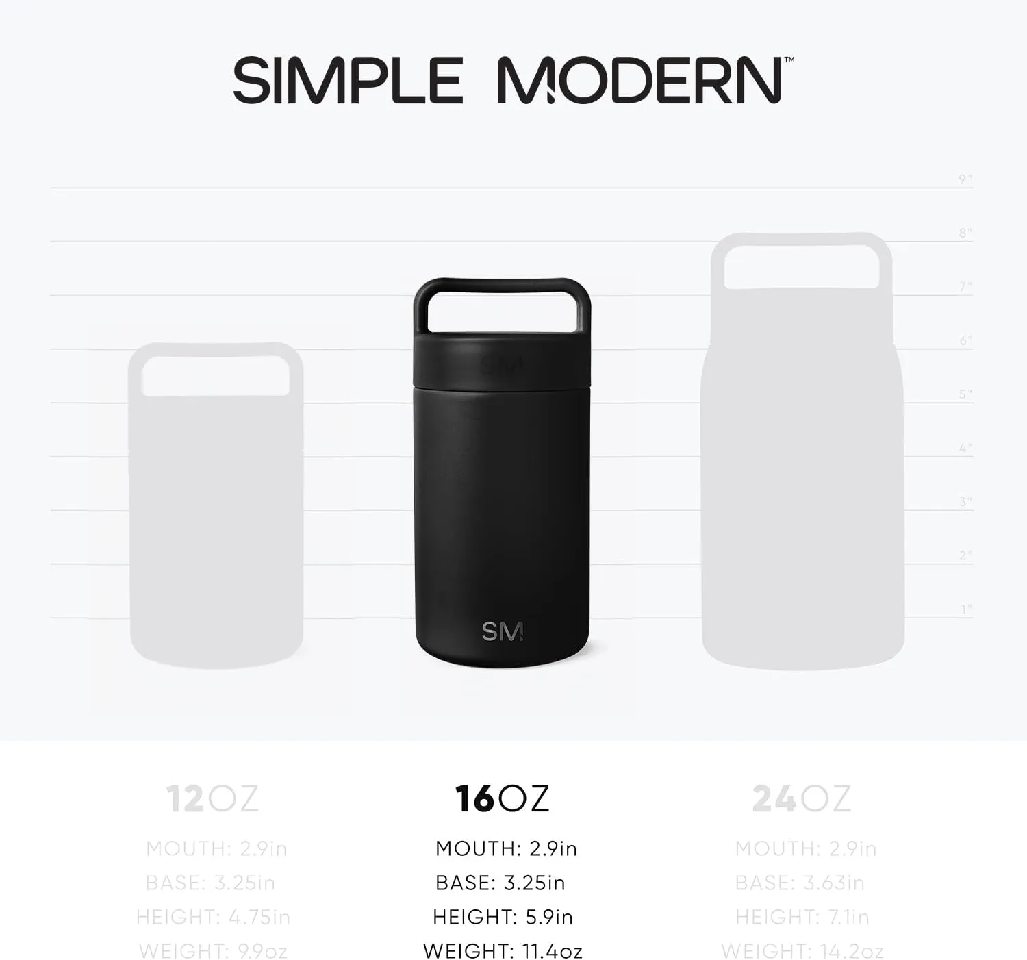 Simple Modern Food Jar for Hot Food | Reusable Stainless Steel Vacuum Insulated Leak Proof Lunch Storage for Smoothie Bowl, Soup, Oatmeal | Provision Collection | 16oz | Midnight Black