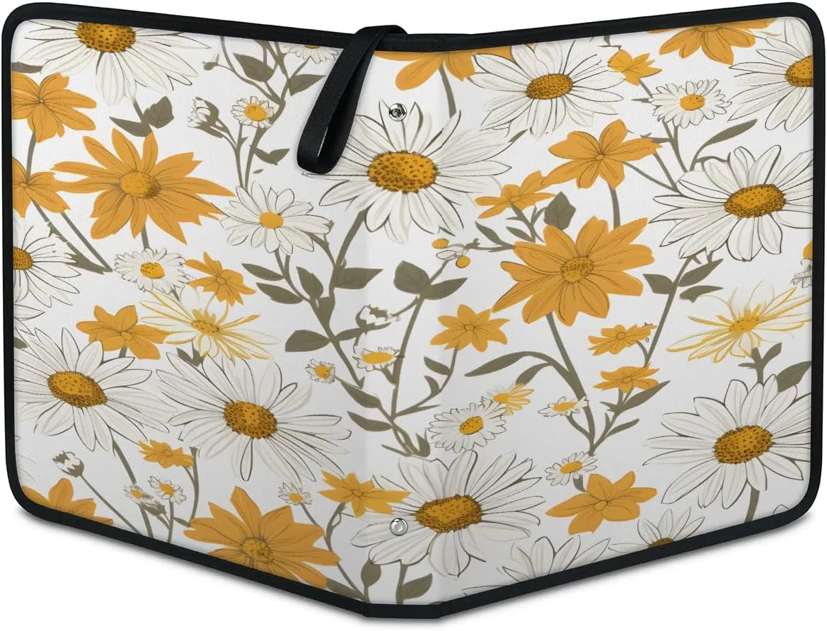 Sketch Flower 3 Ring Trading Zipper Binder Strap, Trading Card Binder 9 Pocket, 900 Pockets Card Holder with 50 Removable Sleeves for Game Cards