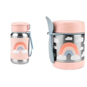 Skip Hop Toddler Sippy Cup with Straw, Sparks Stainless Steel Straw Bottle, Rainbow and Insulated Food Jar, Rainbow, Sparks