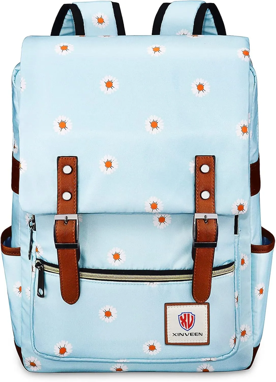 Slim Vintage Laptop Backpack, Flower College School Backpack Unisex Casual Travel Daypack for Women Men