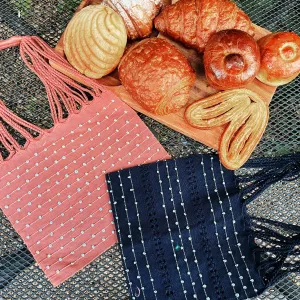 Small Dots Mexican Cotton Loom Market Bag 11 x 10 in