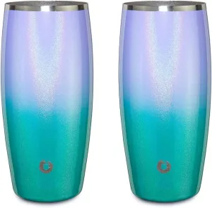 SNOWFOX Premium Vacuum Insulated Stainless Steel Beer Glass, Home Bar Accessories, Elegant Bartending, Lightweight Pint Glasses, Sleek Drinkware, Frosty Beverages Stay Cold, 18oz, Set of 2, Mermaid