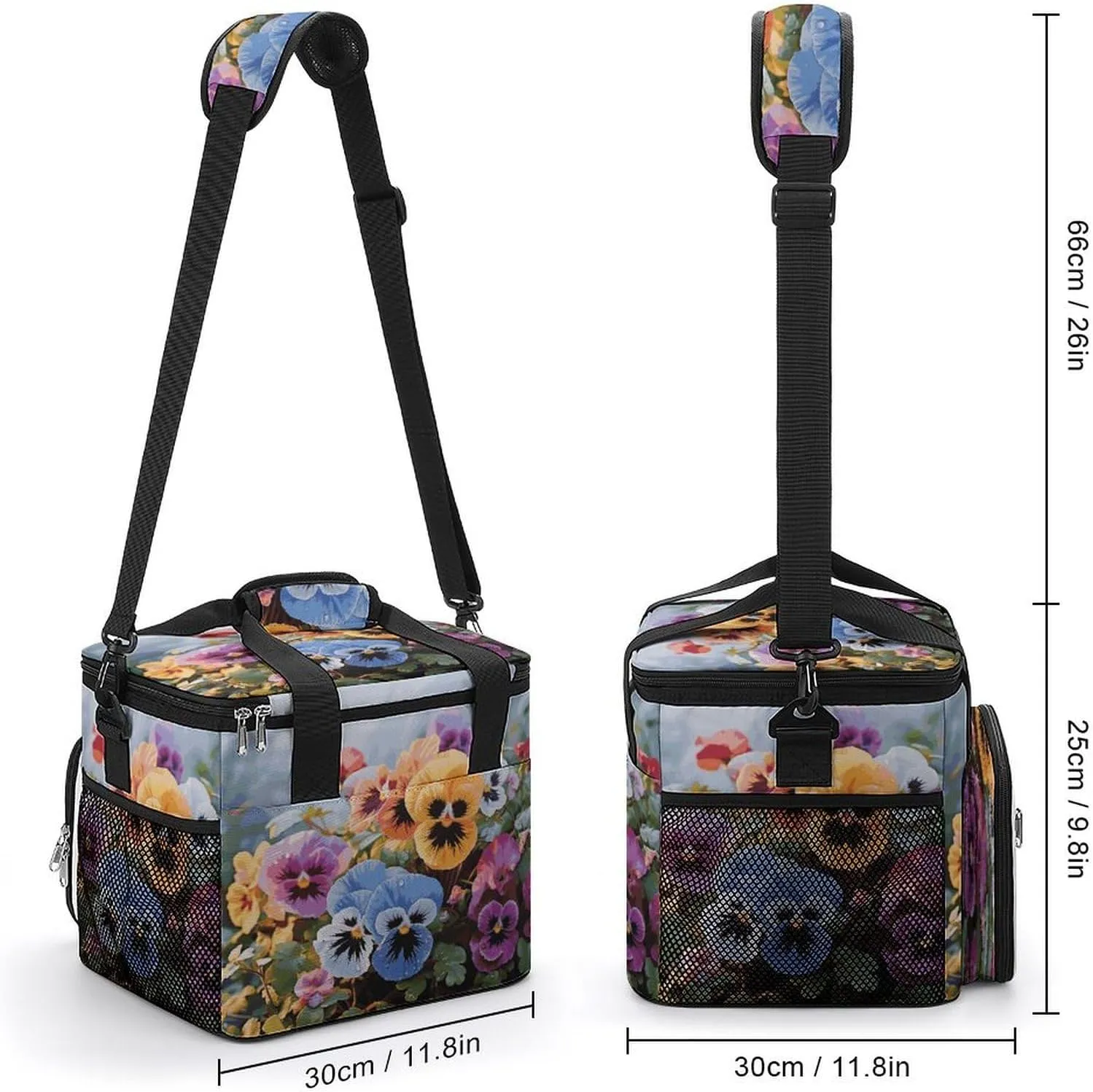 Soft Cooler Bag, 22L Collapsible Beach Cooler Bag,Flowers Birds and Butterfly Printed Portable Ice Chest Leakproof Travel Cooler for Picnic, Outdoor Trip