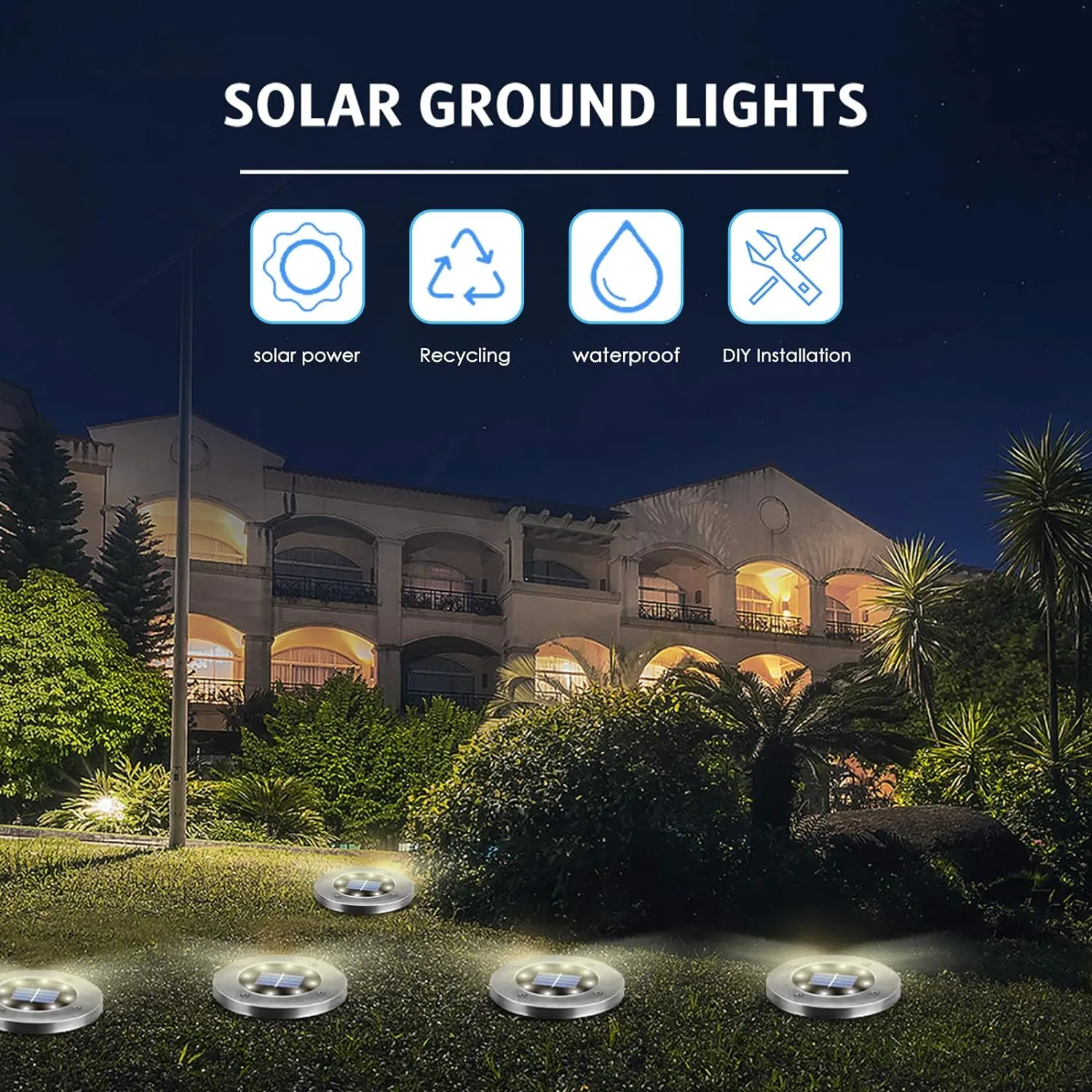 Solar Outdoor Lights 12 Packs, Waterproof Solar Pathway Lights Bright In-Ground Lights Lighting Decor for Garden, Lawn, Patio, Yard, Driveway, Step and Walkway Warm Light