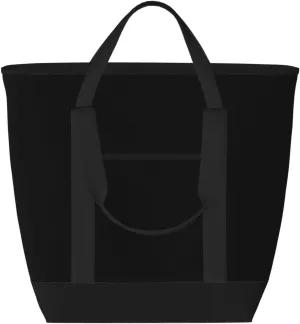 Solid black Large Capacity Insulated Tote Bag - Reusable, Adjustable Shoulder, Perfect for Work, Picnic, and Travel, Black, One Size