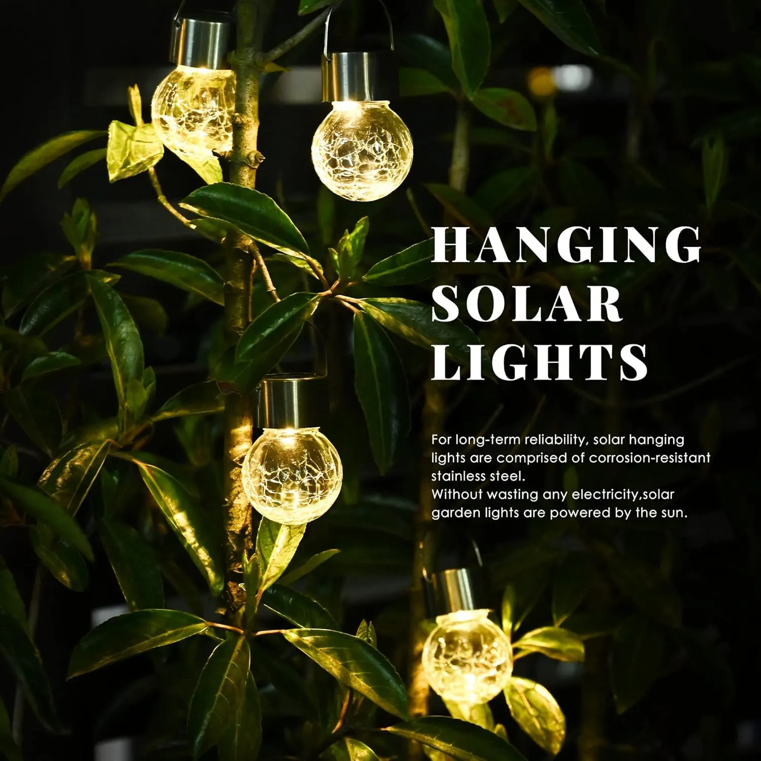 SOLPEX 12 Pack Hanging Solar Lights - Outdoor Decorative, Waterproof, Globe Lights for Garden, Yard, Patio, Lawn, Flower Bed (Warm White)