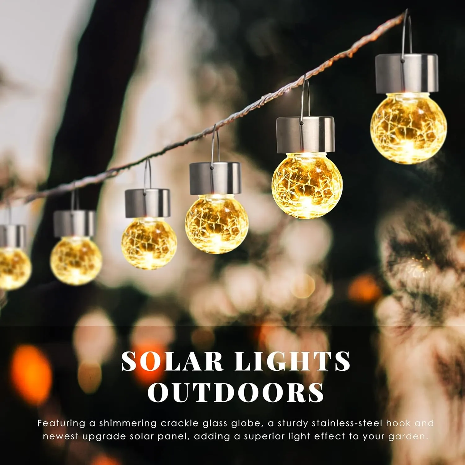 SOLPEX 12 Pack Hanging Solar Lights - Outdoor Decorative, Waterproof, Globe Lights for Garden, Yard, Patio, Lawn, Flower Bed (Warm White)