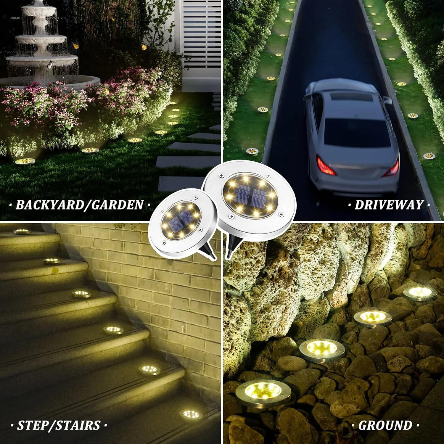 SOLPEX Solar Lights Outdoor Waterproof, 12 Pack Solar Ground Lights, Solar Garden Lights Landscape Lighting for Pathway Driveway Patio Backyard Walkway (Warm White)