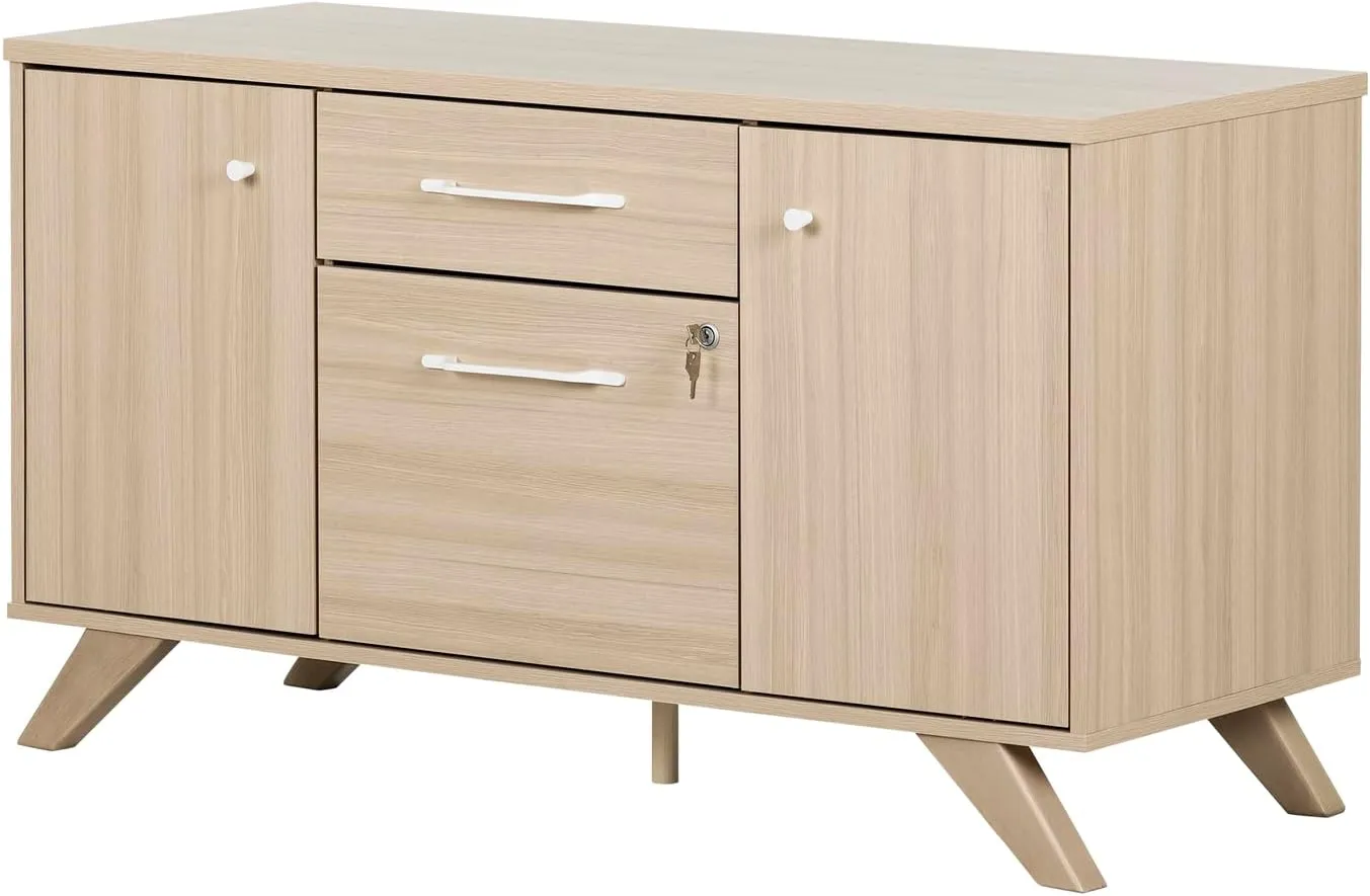 South Shore Helsy 2-Drawer Credenza with Doors, Soft Elm