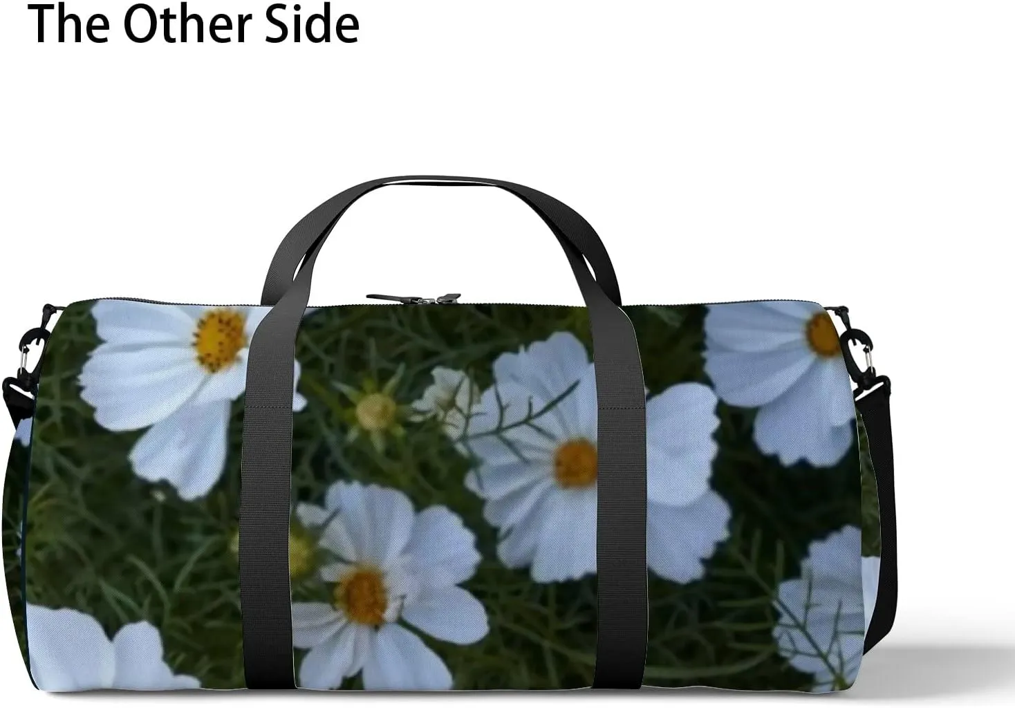 Sports Gym Bag for Women and Men Waterproof Cosmos Flower White Duffel Bag Lightweight Carryon Traveling Boarding Gripsack