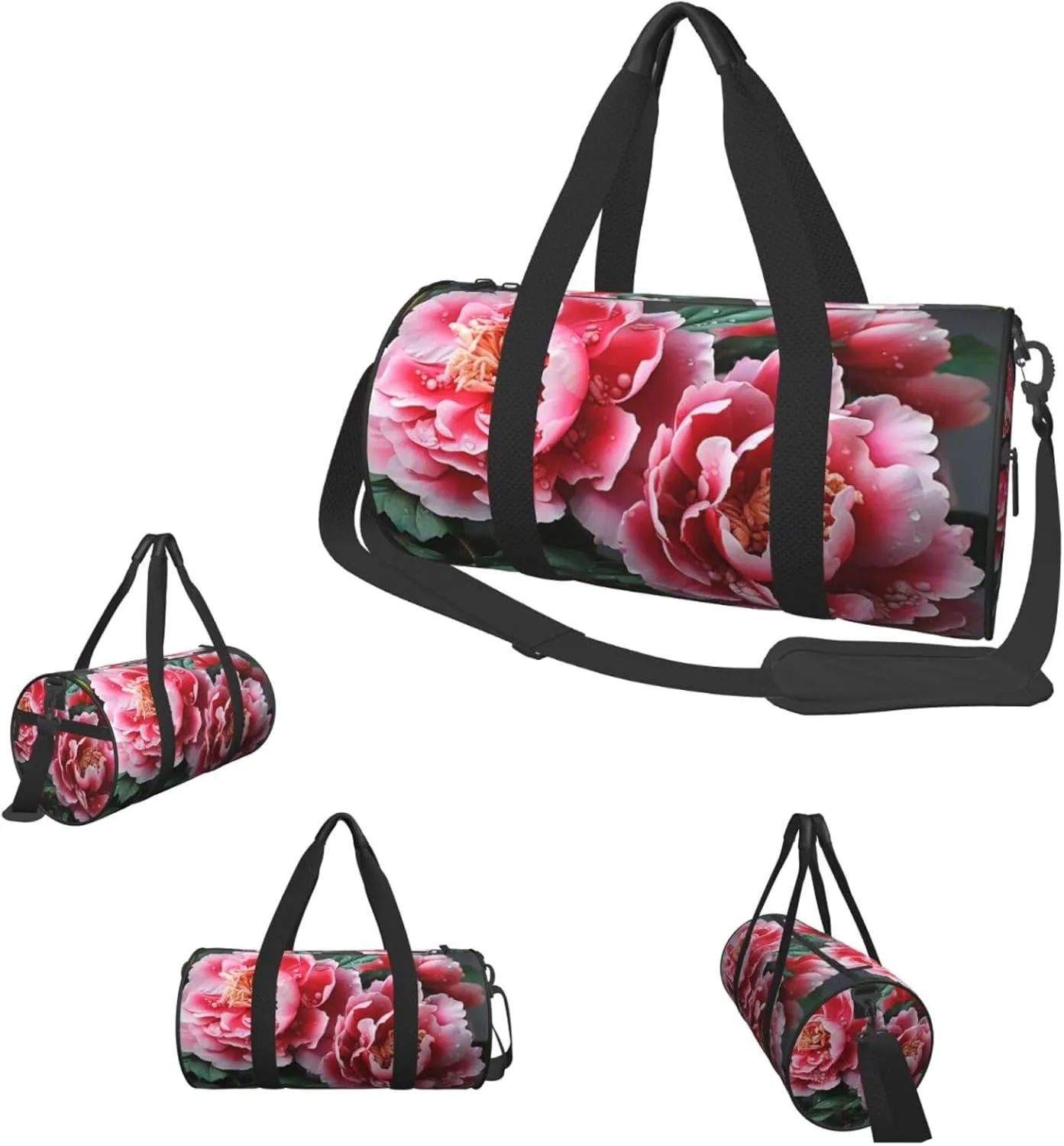 Sports Gym Bag for Women Men Travel Duffel Bag Tote Weekender Bag Carry on Overnight Bag for Travel Swimming Fitness Workout Sports Beautiful peony flower Duffle Bag