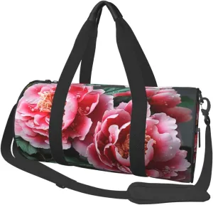 Sports Gym Bag for Women Men Travel Duffel Bag Tote Weekender Bag Carry on Overnight Bag for Travel Swimming Fitness Workout Sports Beautiful peony flower Duffle Bag