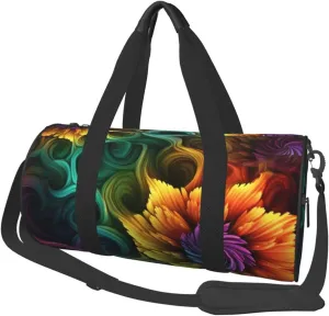 Sports Gym Bag for Women Men Travel Duffel Bag Tote Weekender Bag Carry on Overnight Bag for Travel Swimming Fitness Workout Sports Colored flower Duffle Bag