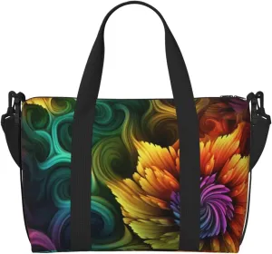 Sports Gym Bag for Women Men Travel Duffel Bag Tote Weekender Bag Carry on Overnight Bag for Travel Swimming Fitness Workout Sports Colored flower Duffle Bag