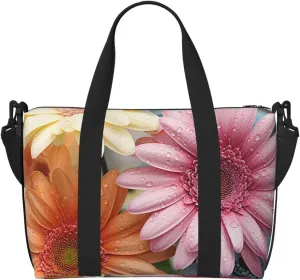 Sports Gym Bag for Women Men Travel Duffel Bag Tote Weekender Bag Carry on Overnight Bag for Travel Swimming Fitness Workout Sports Colorful Daisy Flower Duffle Bag