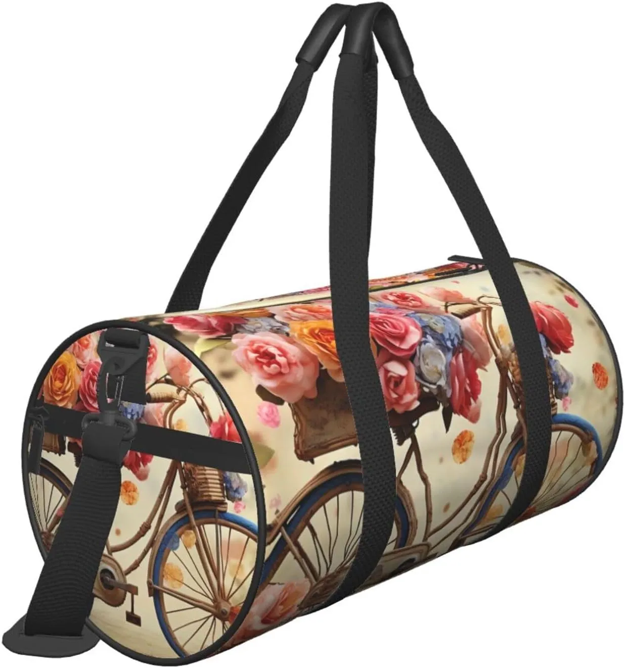 Sports Gym Bag for Women Men Travel Duffel Bag Tote Weekender Bag Carry on Overnight Bag for Travel Swimming Fitness Workout Sports Flower bicycle Duffle Bag