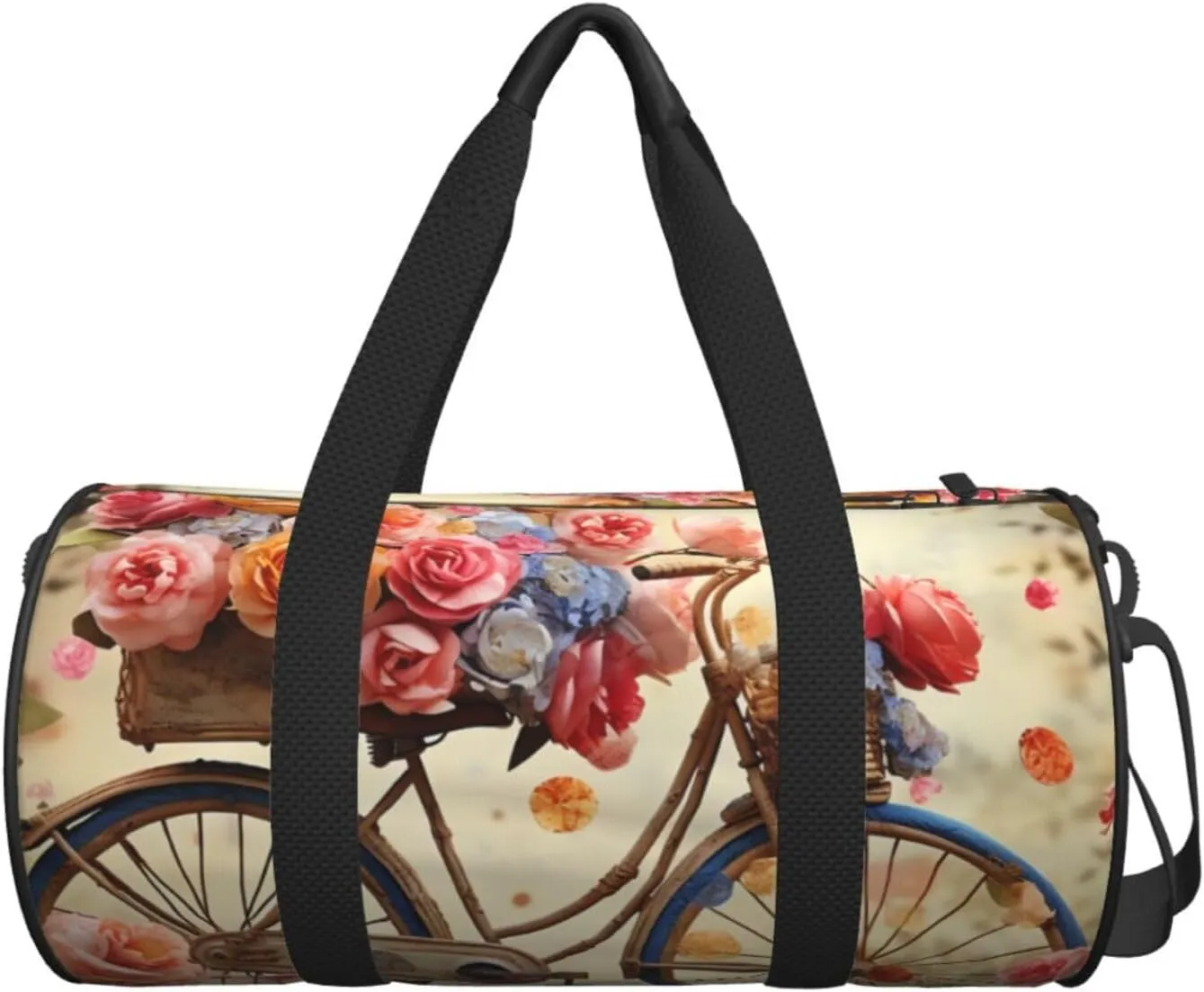 Sports Gym Bag for Women Men Travel Duffel Bag Tote Weekender Bag Carry on Overnight Bag for Travel Swimming Fitness Workout Sports Flower bicycle Duffle Bag