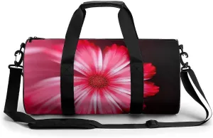 Sports Gym Bag for Women Men Travel Duffel Bag Tote Weekender Bag Pink Red Flower Carry on Overnight Bag for Travel Swimming Fitness Workout Sports Duffle Bag