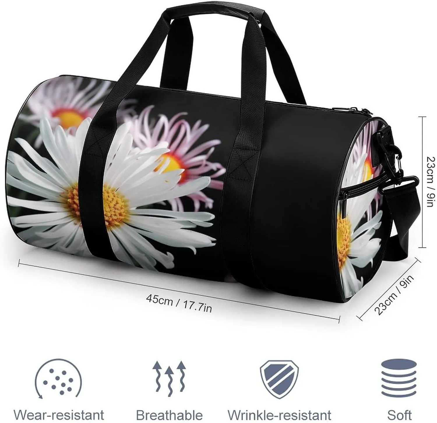 Sports Gym Bag for Women Men Travel Duffel Bag Tote Weekender Bag Plants Flower Carry on Overnight Bag for Travel Swimming Fitness Workout Sports Duffle Bag