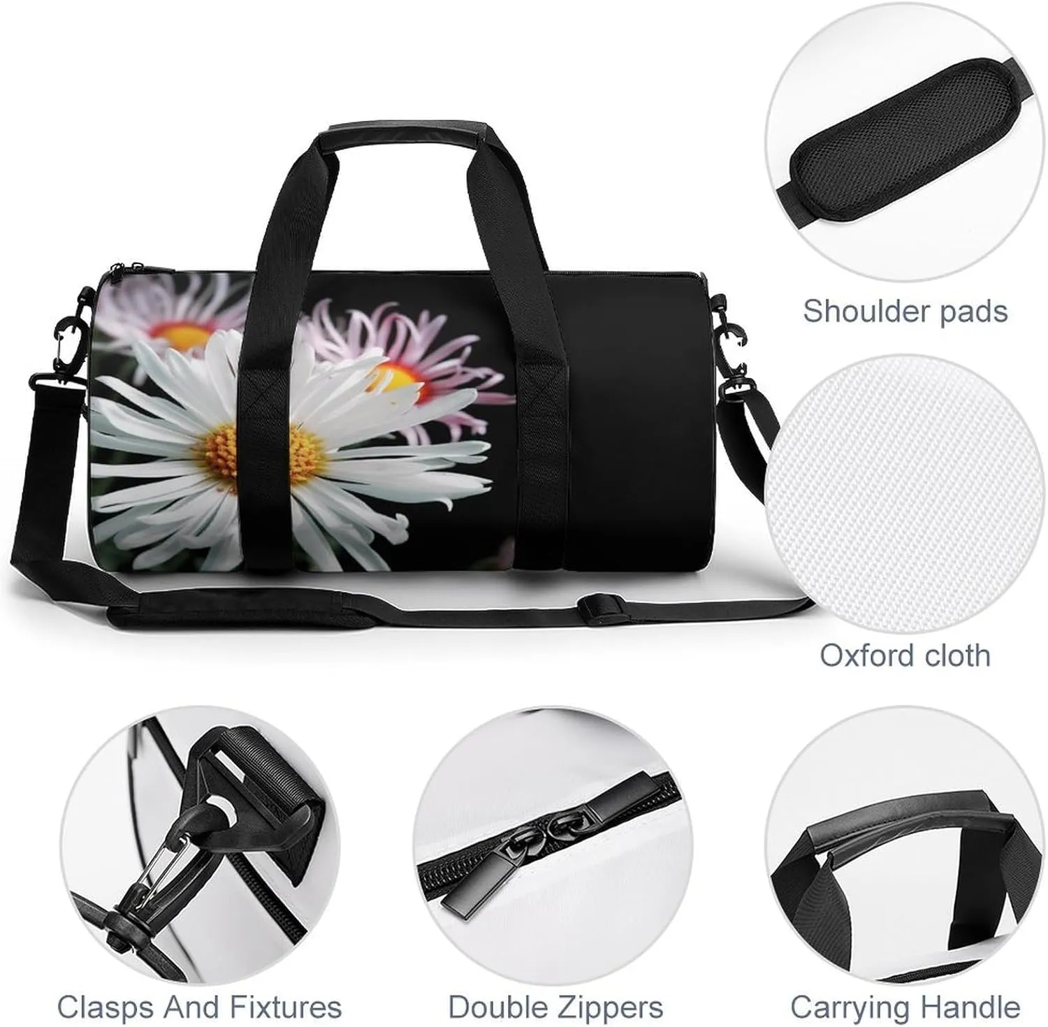 Sports Gym Bag for Women Men Travel Duffel Bag Tote Weekender Bag Plants Flower Carry on Overnight Bag for Travel Swimming Fitness Workout Sports Duffle Bag