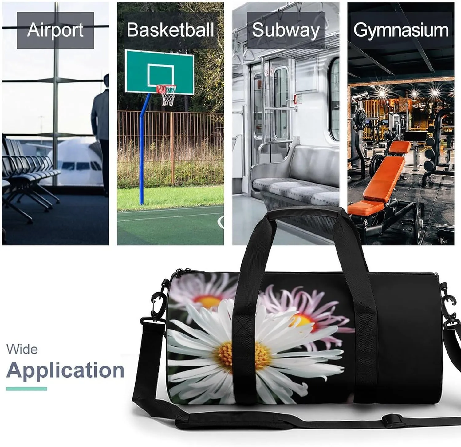 Sports Gym Bag for Women Men Travel Duffel Bag Tote Weekender Bag Plants Flower Carry on Overnight Bag for Travel Swimming Fitness Workout Sports Duffle Bag
