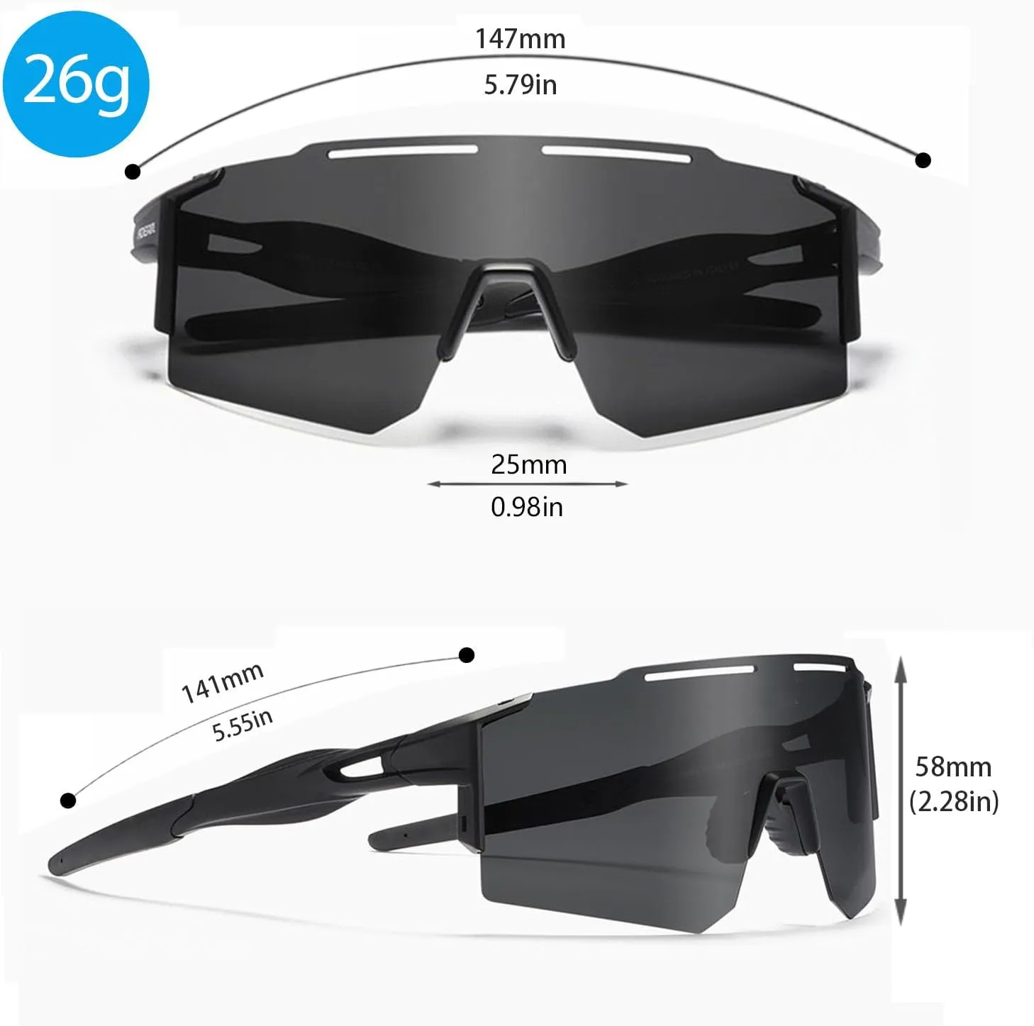 Sports Polarized Sunglasses for Men and Women, UV 400 TR90 Protection Sunglasses for Cycling, Skiing, Driving