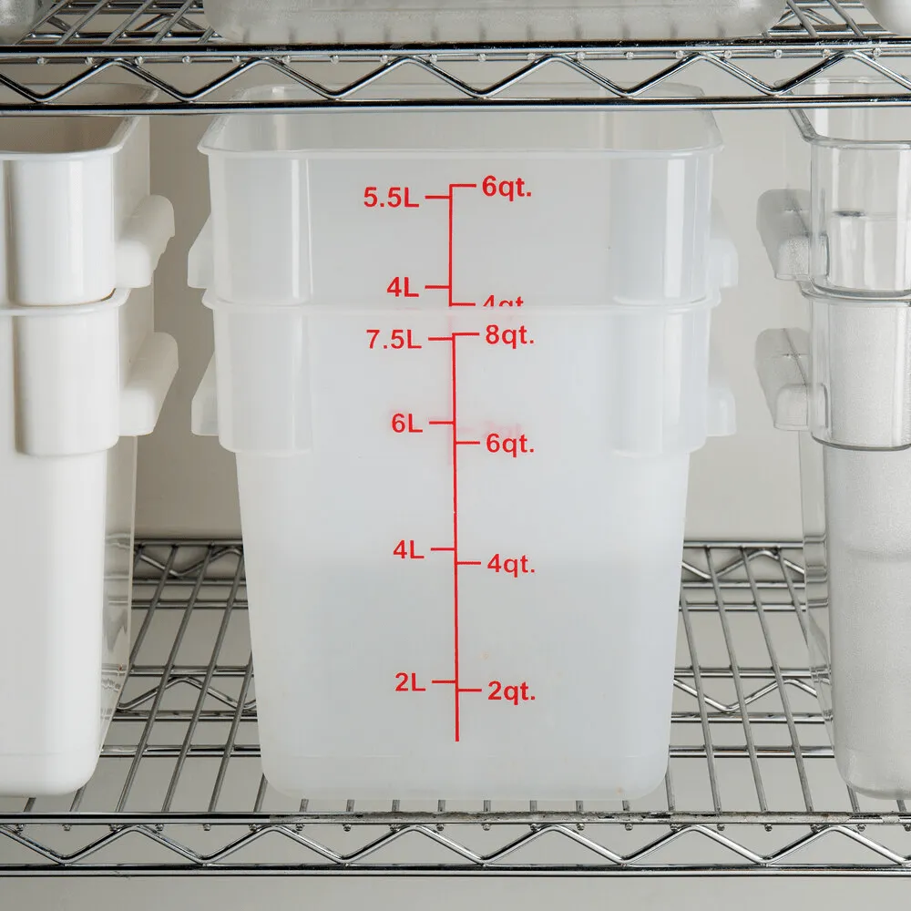 Square PP Storage Food Containers Translucent 7.6lt/8qt